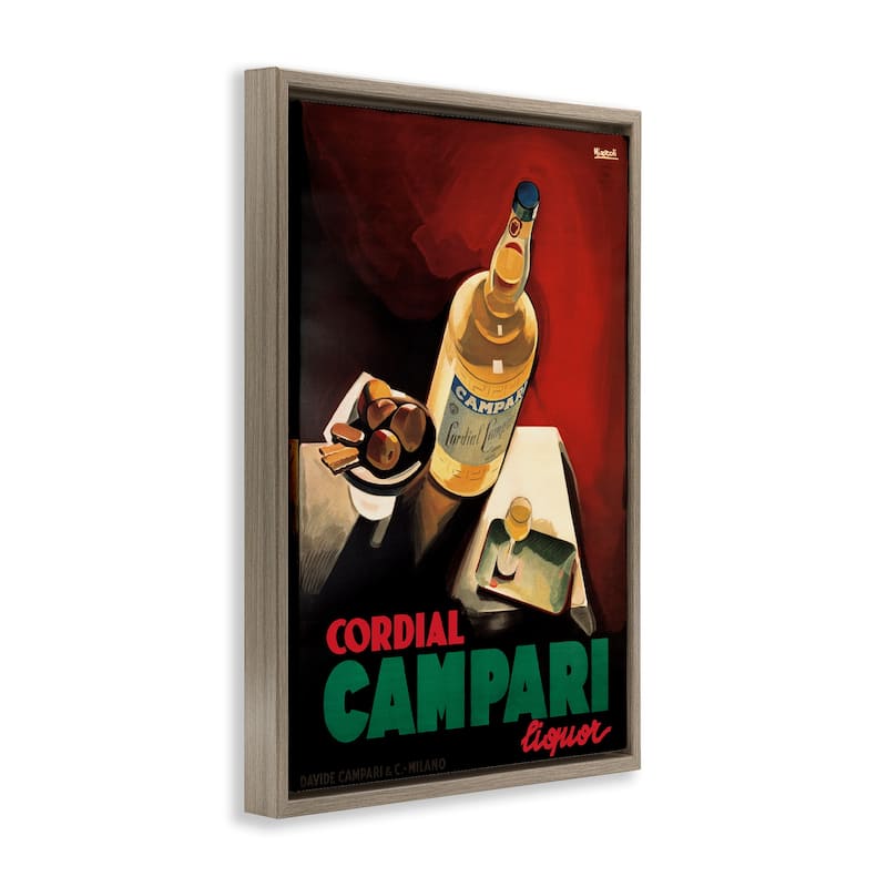Stupell Vintage Campari Wine Framed Floater Canvas Wall Art Design By Marcus Jules