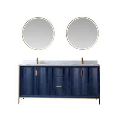 Granada 72" Vanity in Royal Blue with Countertop With Mirror