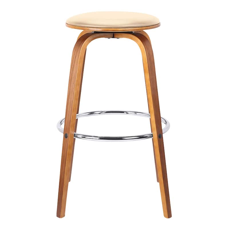 HomeRoots 26" Cream Faux Leather Backless Modern Swivel Bar - 17