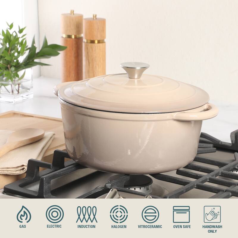 Gibson Home Enameled Cast Iron Dutch Oven Pot with Lid