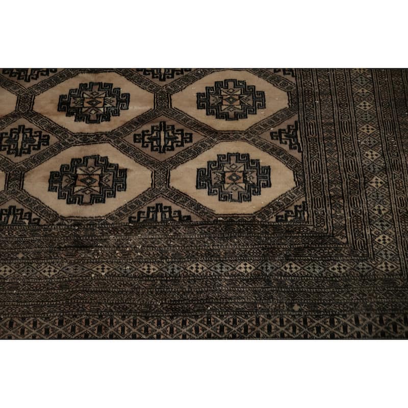 Hand Knotted Oriental 100% Wool Carpet Traditional Geometric Beige & Ivories Bokhara Area Rug - 5' 11'' X 6' 1''
