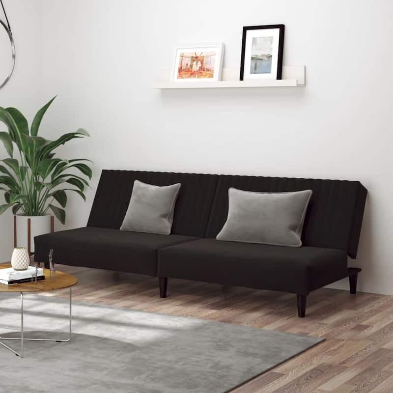 vidaXL 2-Seater Sofa Bed multicolor Velvet - 78.7" x 33.3" x 27.2" - Black