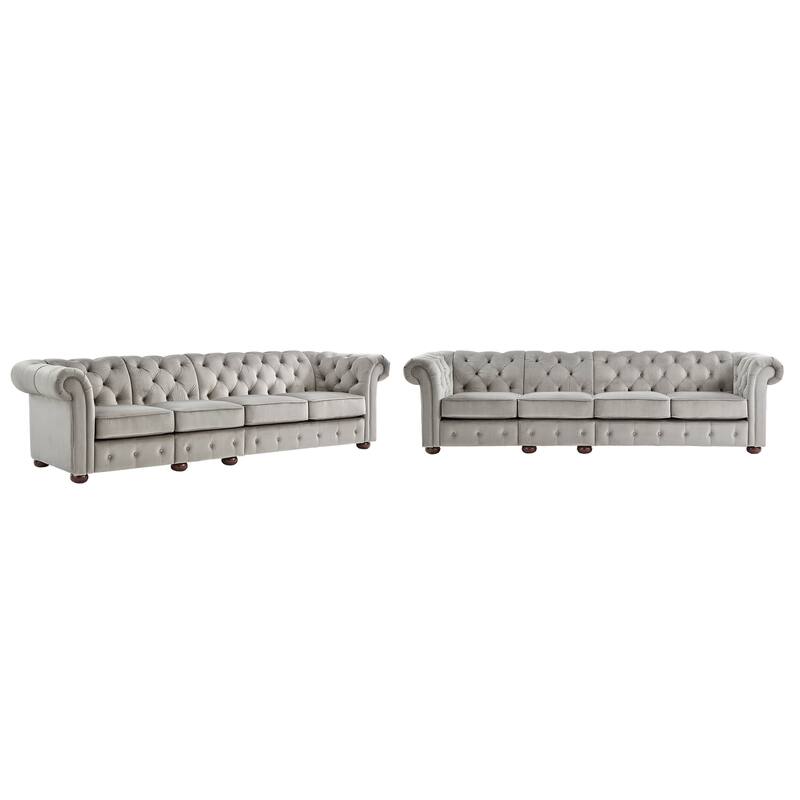 Gdansk Modular Chesterfield Sofa - 4-Seat Sofa - Grey Velvet
