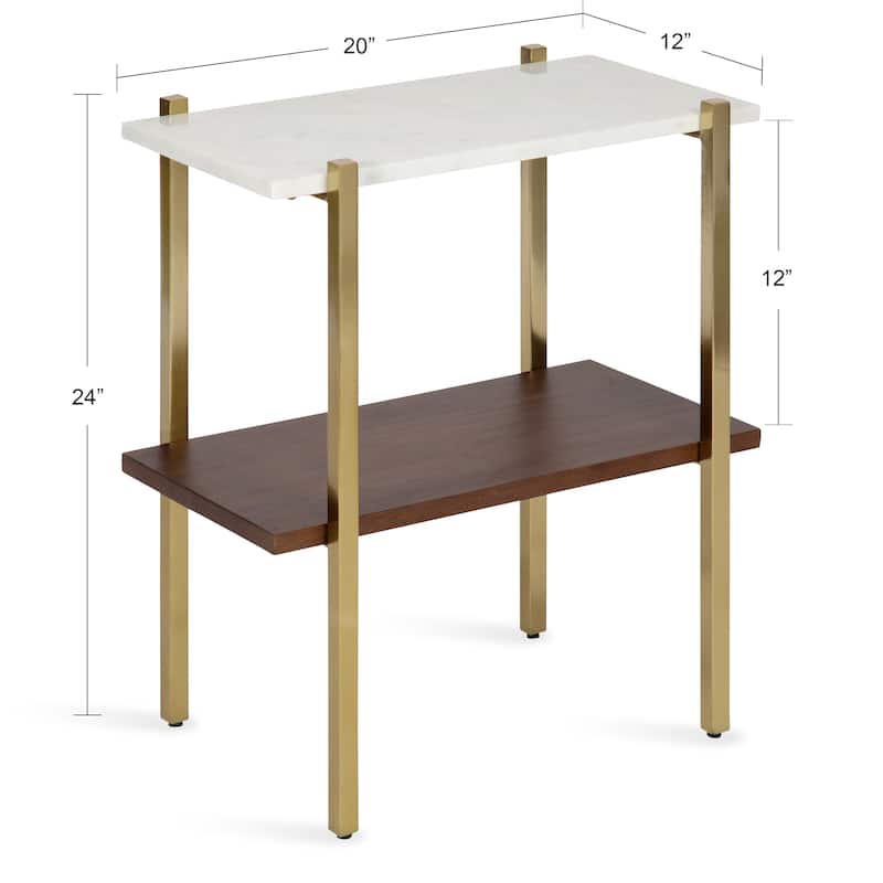 Kate and Laurel Abcott Wood and Metal Side Table - 20x12x24