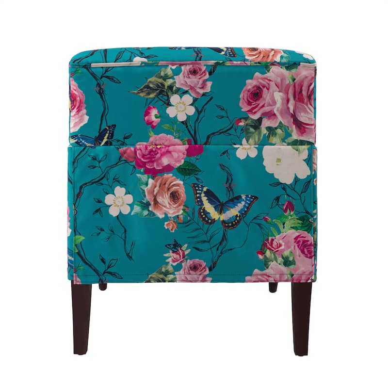 Stripe Linen Accent Arm Chair with Nailhead Trim and Wood Legs