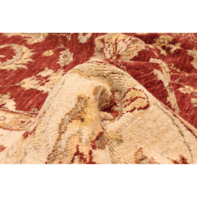 ECARPETGALLERY Hand-knotted Peshawar Oushak Dark Red Wool Rug - 5'8 x 9'6