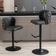 preview thumbnail 11 of 47, Modern PU Upholstered Bar Stools Set of 2, Adjustable Seat Height Swivel Bar Chair, Tufted Backrest Rivet Decorative Bar Stool Dark Gray