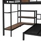 preview thumbnail 9 of 10, Queen Over Twin Metal Bunk Bed with Shelves and Hangers, Storage on Top Bunk, Space-Saving Design