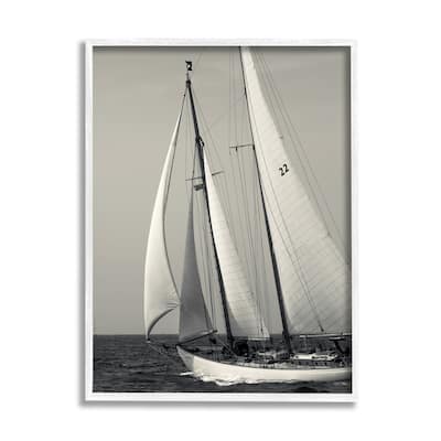 Stupell Ocean Ship Full Sail Modern Nautical Boat Photography Framed Wall Art