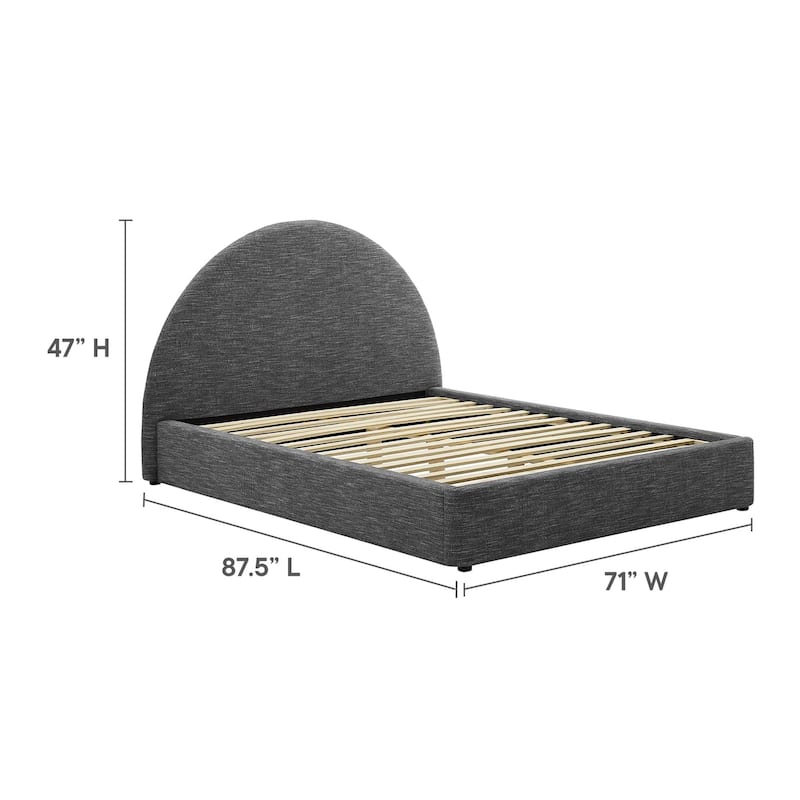 Resort Upholstered Fabric Arched Round Queen Platform Bed
