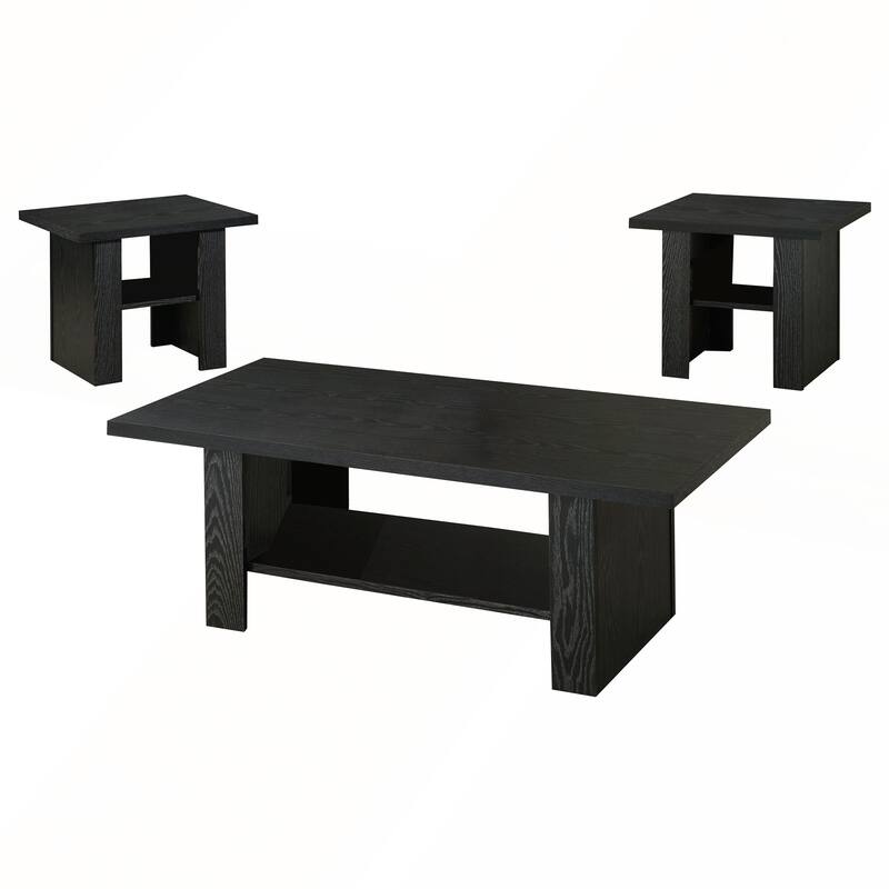 Black Oak 3-Piece Engineered Wood Coffee Table Set