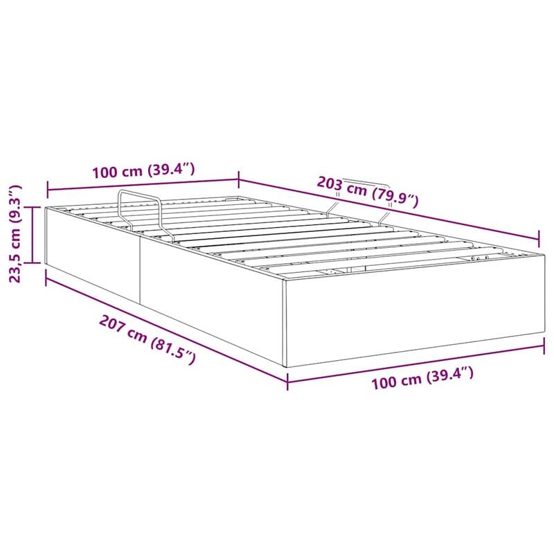 vidaXL Storage Bed with Mattress in Fabric