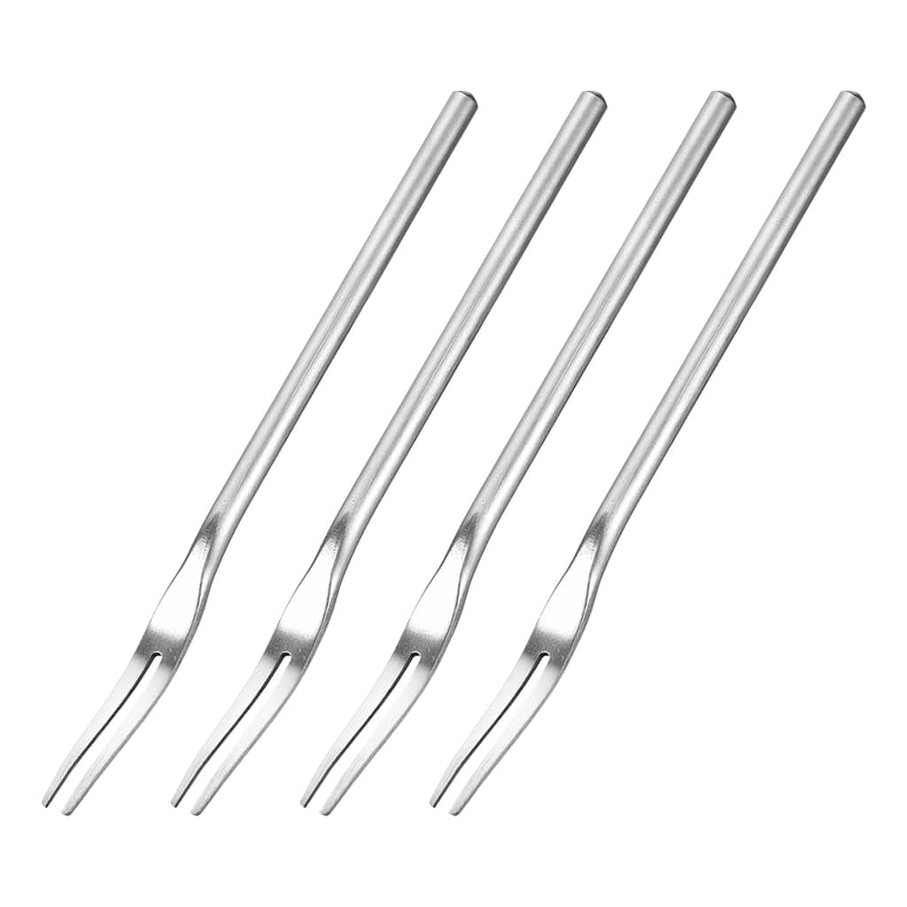 4Pcs Stainless Steel Fruit Forks, 5.12" Salad Fruit Tasting Forks for Birthday - Silver Tone