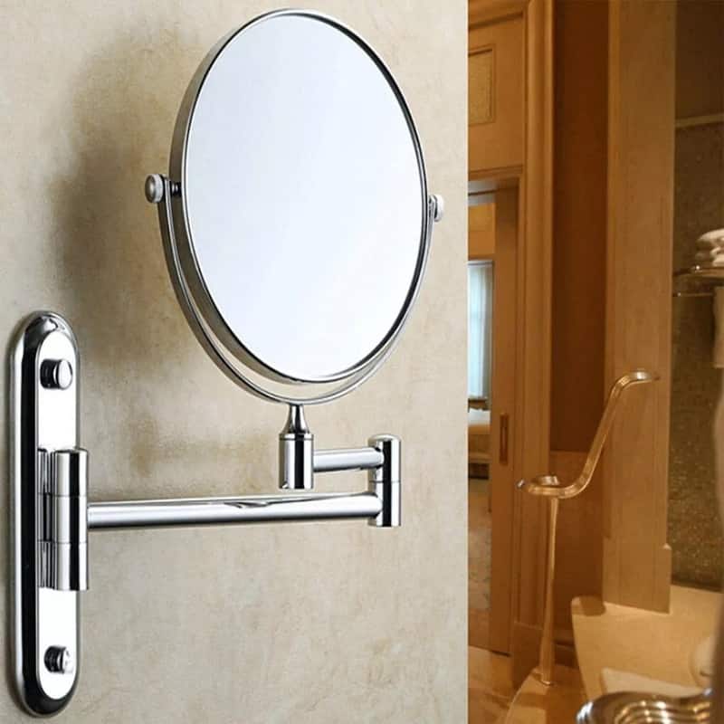 10X Magnifying Bathroom Shaving Makeup Mirror Wall Mounted Shaving Bathroom - Silver