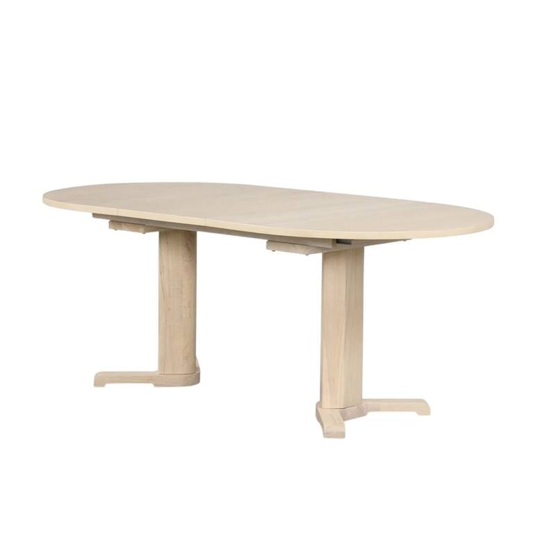 Hiny Dining Table, Pedestal Base, Extendable 60-78 Inch White Wood Top - White Oak