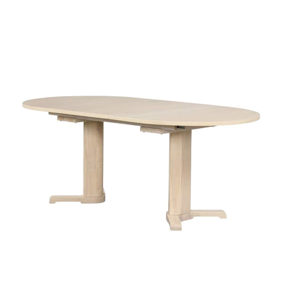 Hiny Dining Table, Pedestal Base, Extendable 60-78 Inch White Wood Top - White Oak