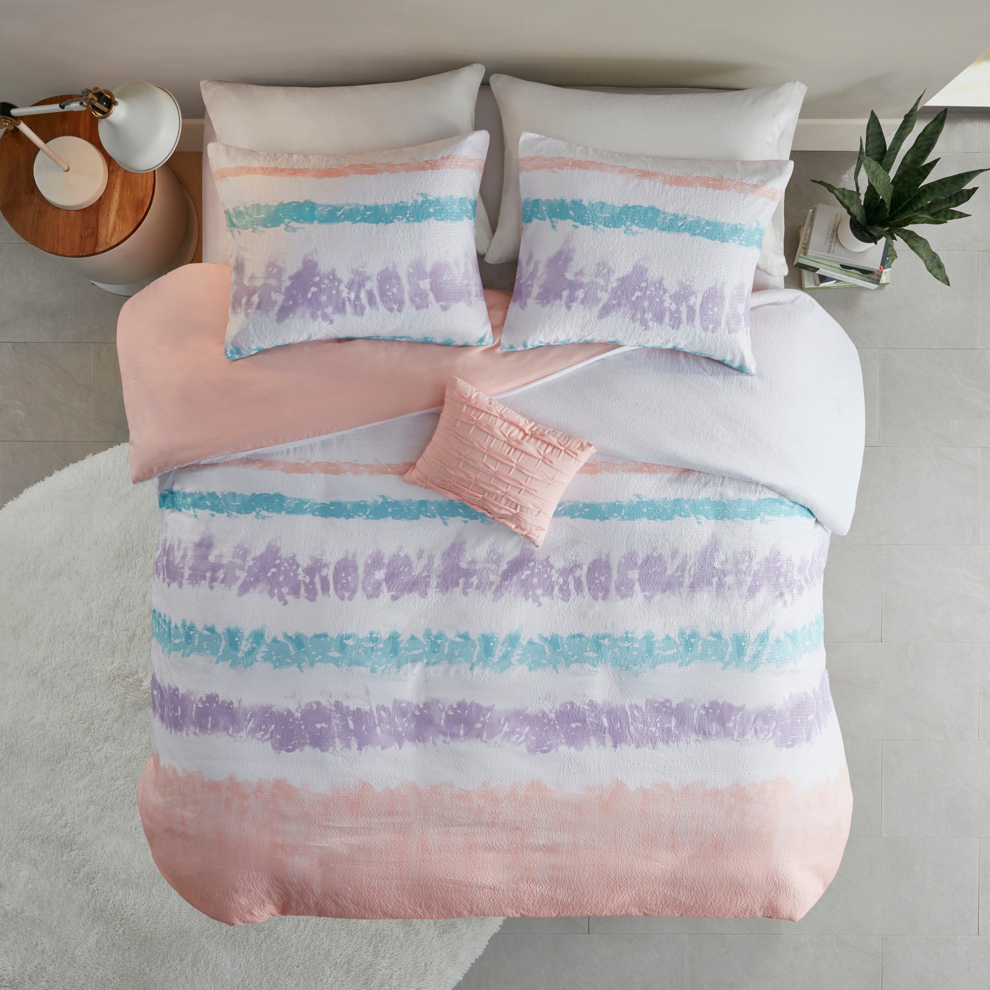 Purple Tie Dye Printed Seersucker Duvet 