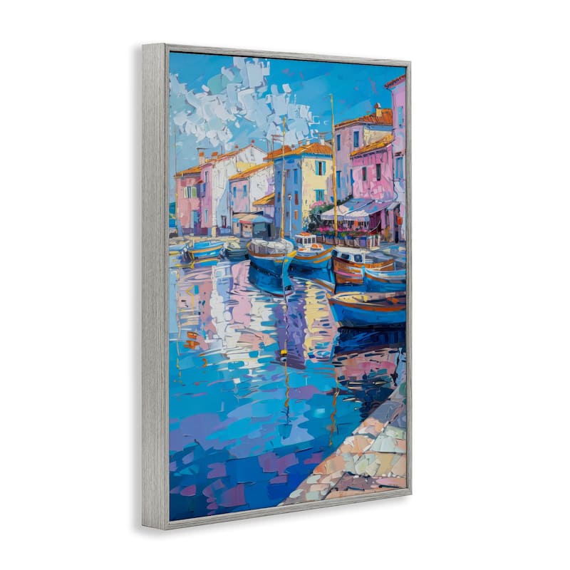 Stupell Abstract Harbor Reflection Framed Giclee Art Design By LSR Design Studio