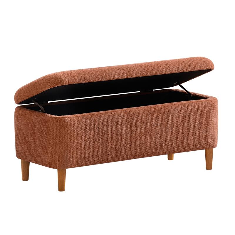 39in Soft Chenille Fabric Storage Ottoman Bench for Bedroom / Entryway Bed Foot / Living Room，Upholstered Entryway Bench