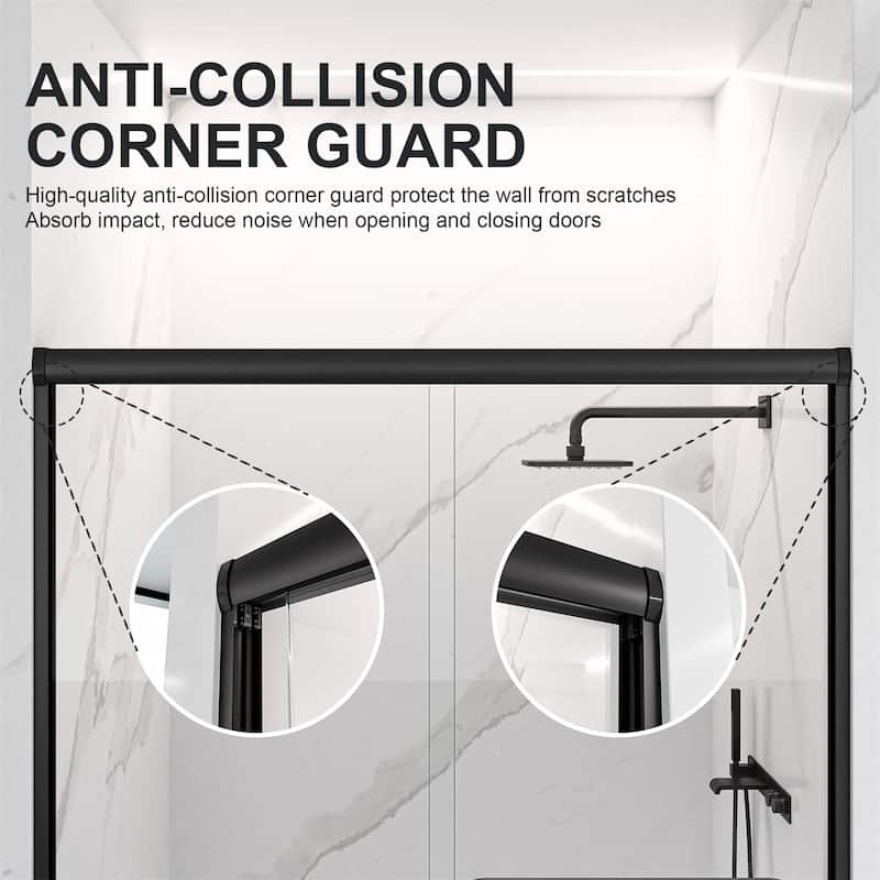 44"-48"W x72" H Semi-Frameless Double Sliding Shower Door