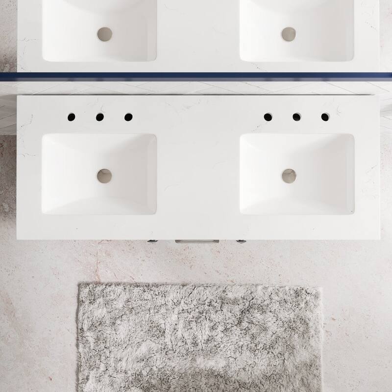 Aberdeen 48 in. Double Sink Vanity with Carrara Quartz Top & Undermount Sinks