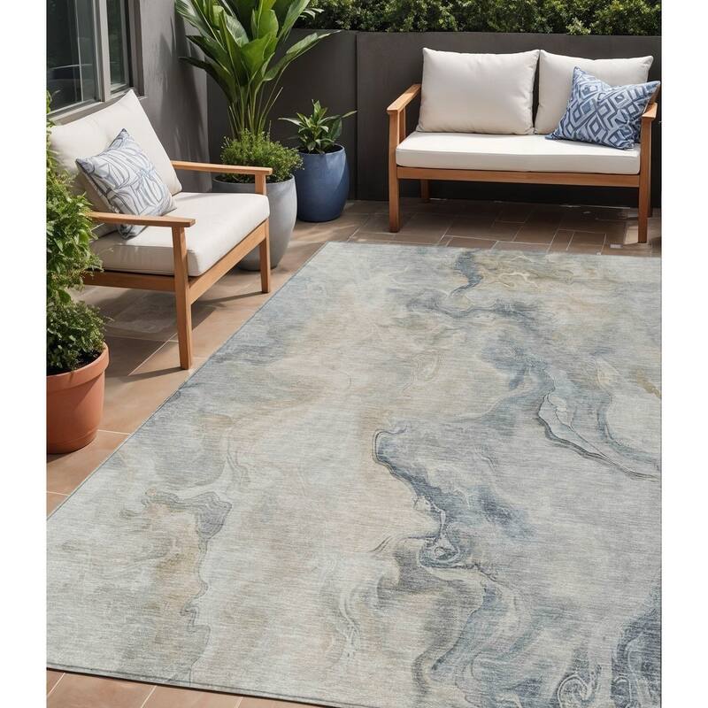 HomeRoots Abstract Modern Rectangle Outdoor Rug - 5' X 8'