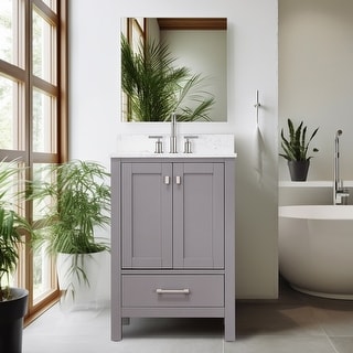 Prismosaic 24 in. Lunar Gray Vanity with Countertop & Splash, Single Sink