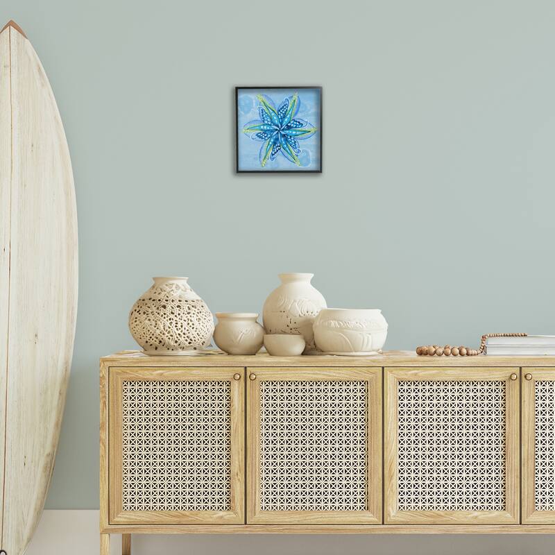 Stupell Star Shaped Abstract Flower Framed Giclee Art Design By Liz Jardine