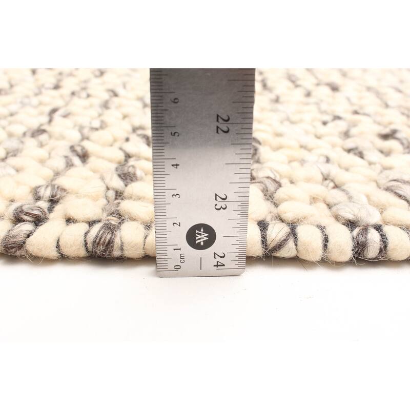 ECARPETGALLERY Braid weave Sienna Beige Wool Rug - 5'3 x 7'2