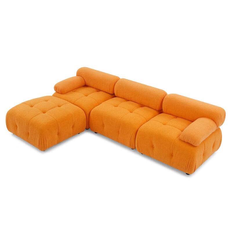Modular Sectional Sofa, Button Tufted Designed and DIY Combination, L-Shaped Velvet Upholstered Couch with Reversible Ottoman