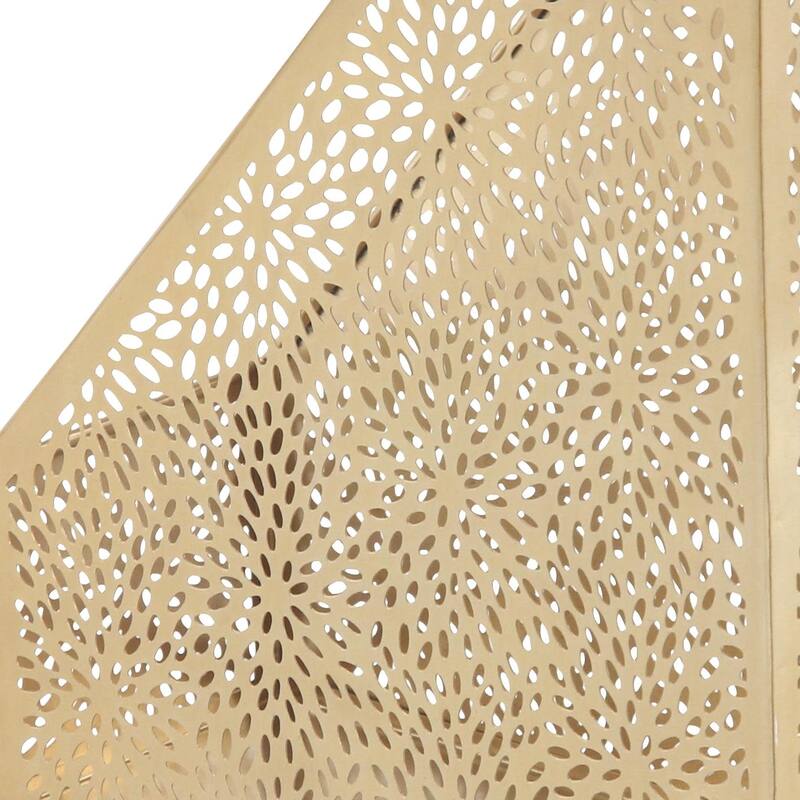 Metal Floral Single Slot Magazine Holder with Laser Carved Design - Gold - CosmoLiving by Cosmopolitan