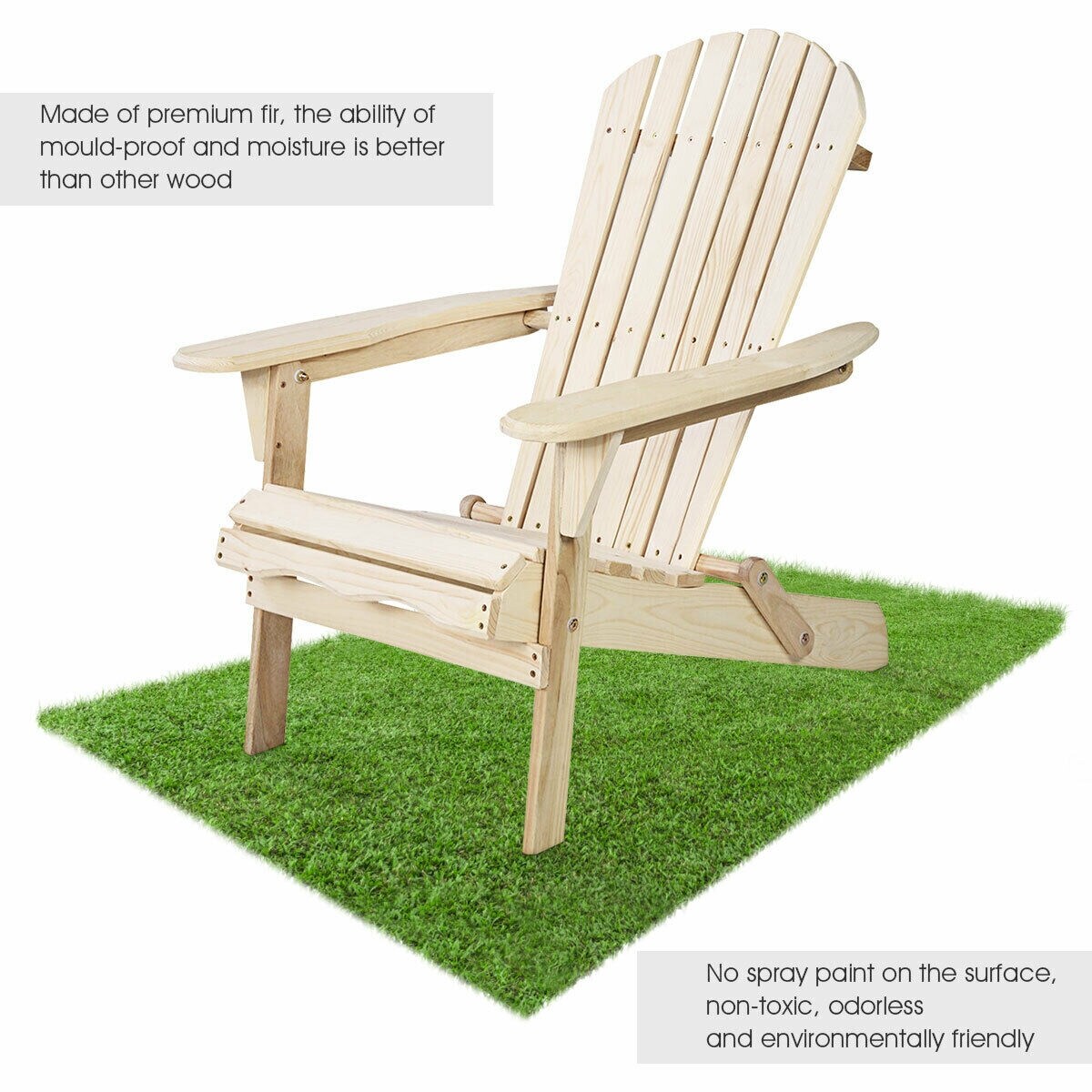 Shop Gymax Foldable Fir Wood Adirondack Chair Patio Deck Garden