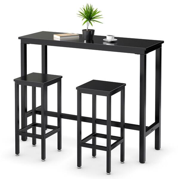 3 PCS Bar Table Set Pub Height Dining Table Set with 2 Stools