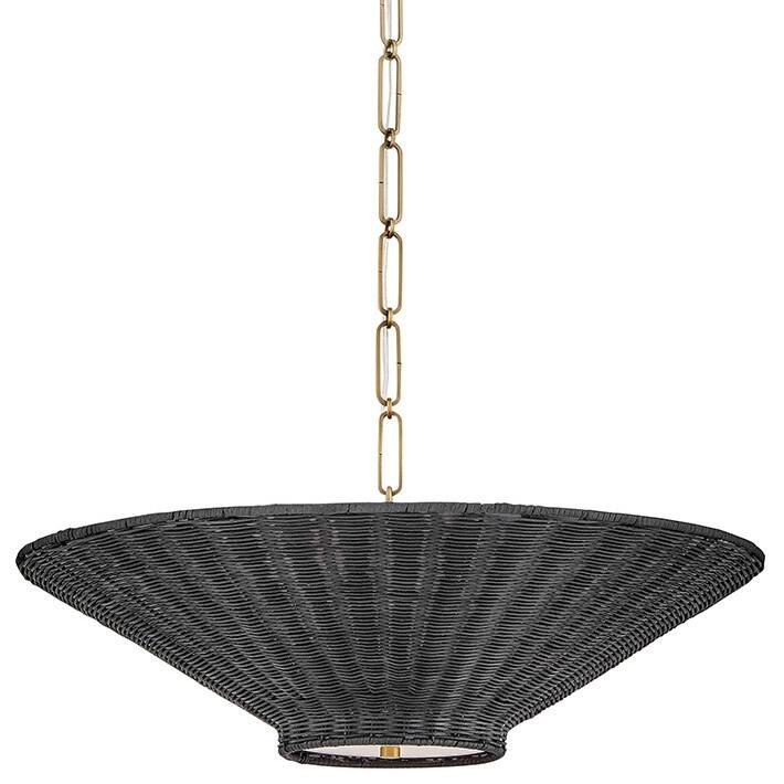 Hinkley Lighting 48457 Delia 4 Light 24" Wide LED Pendant with Wicker - Lacquered Brass
