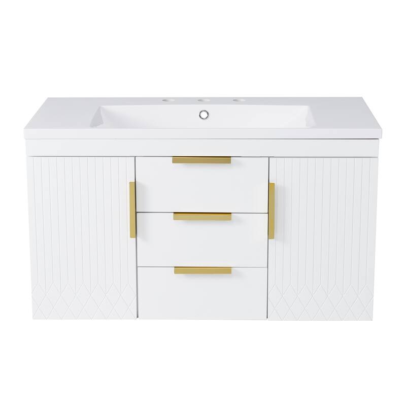 72" Wall Mounted Floating Bathroom Vanity with Storage Cabinet and Drawers