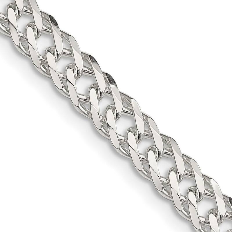 Curata 925 Sterling Silver 5.25mm Double Diamond Cut Flat Curb Chain Necklace
