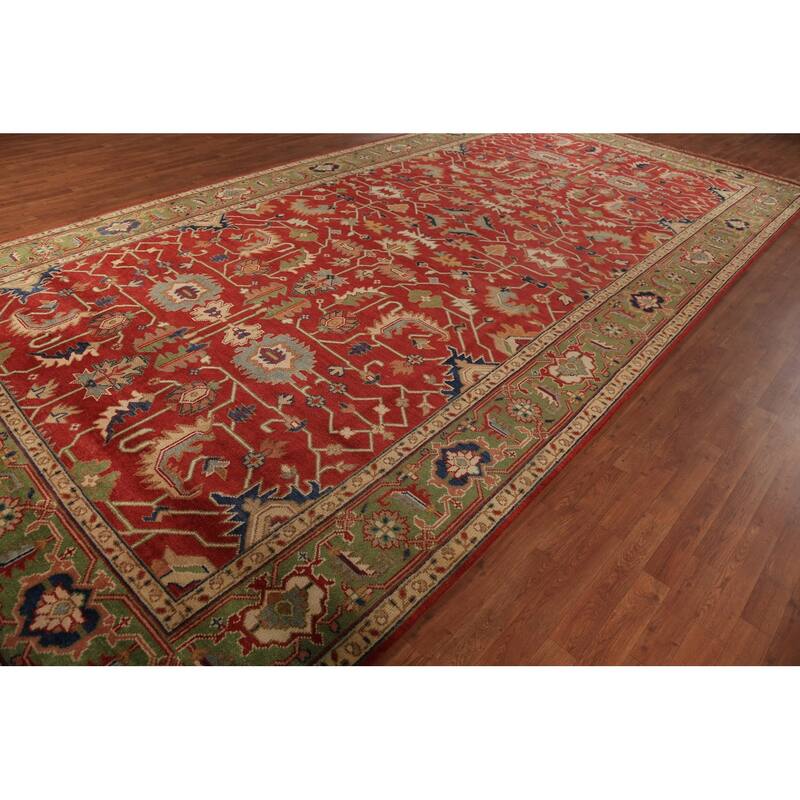 All-Over Large Oushak Indian Rug Handmade Wool Carpet - 8'11"x 18'0"