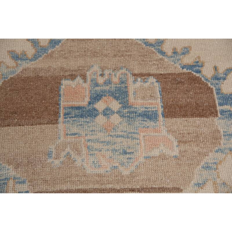 Hand Knotted Oriental 100% Wool Carpet Transitional Geometric Beige & Ivories Oushak Area Rug - 13' 6'' X 10' 3''