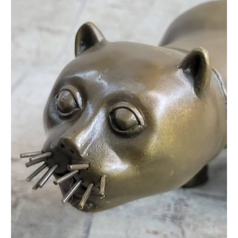 Handcrafted Large Botero Cat Gato Feline Animal Bronze Sculpture Figurine Figure