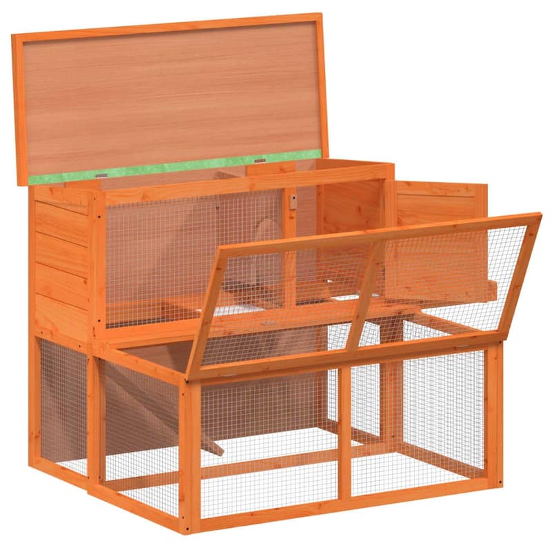 vidaXL Rabbit Hutch Brown 40.2"x35.4"x33.3" Solid Wood Pine - 40.2" x 35.4" x 33.3"