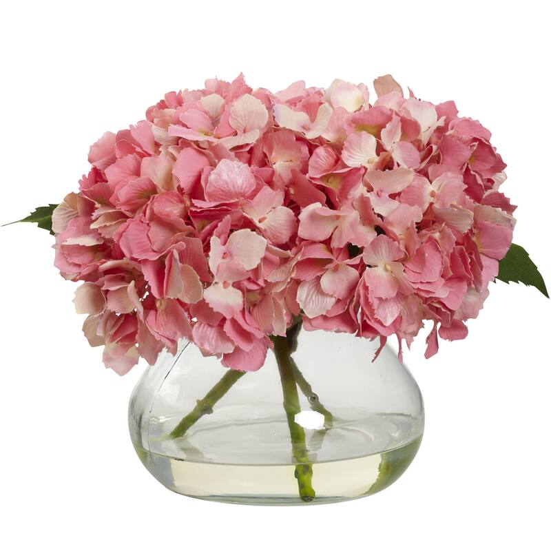 Modern Silk Flower Arrangement with Vase - Home Decor Bloom - Pink - 10