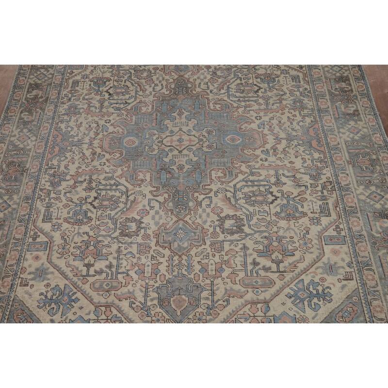 Geometric Tabriz Persian Area Rug Handmade Oriental Wool Carpet - 6'7"x 9'2"