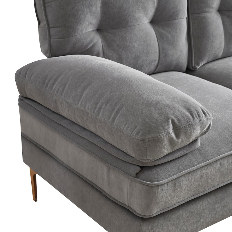 Modern 82.6" Sectional Sofa,Velvet Upholstered L Shaped Sofas Couches