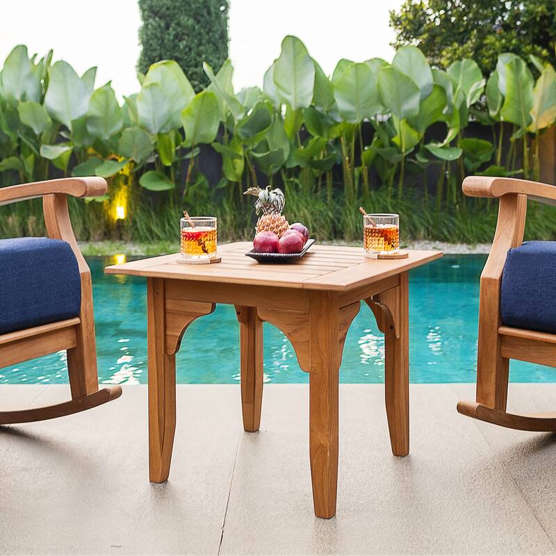 Cambridge Casual Leon 3-piece Teak Patio Rocking Chair Set with Cushion