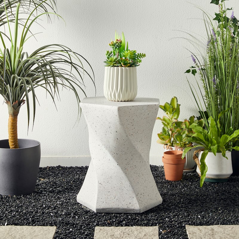 Glitzhome 17.75"H MGO Twist-Style Faux Terrazzo Garden Stool