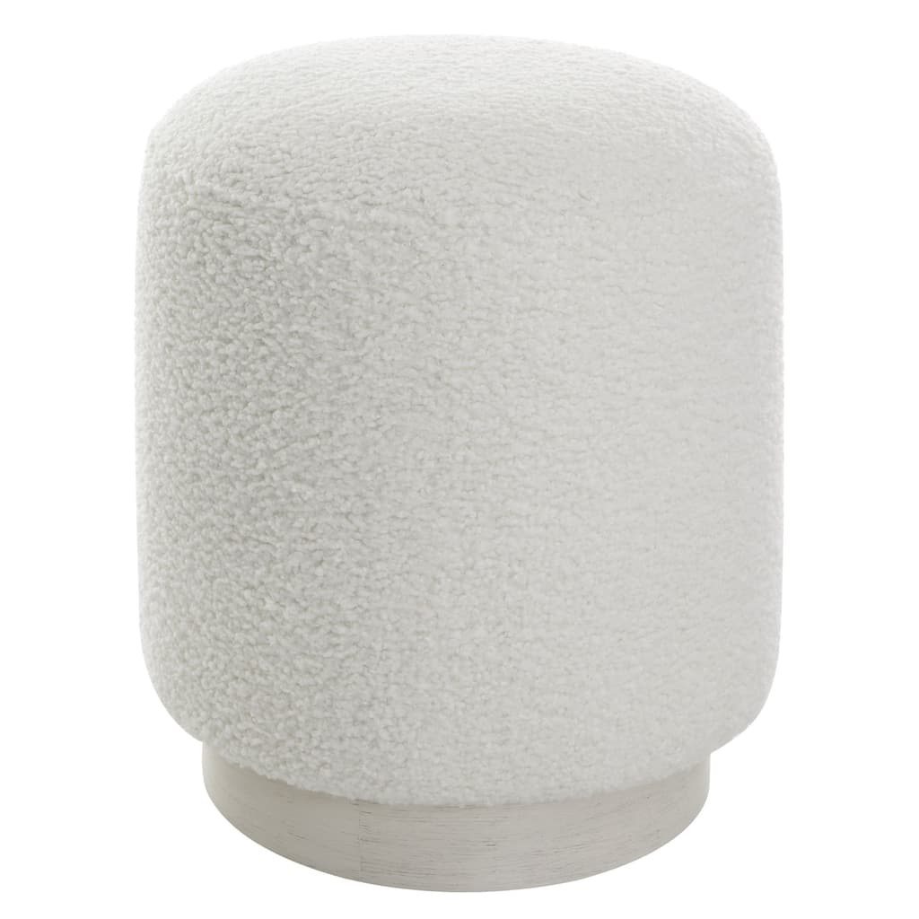 Faux Shearling Plush Ottoman - 18" - White