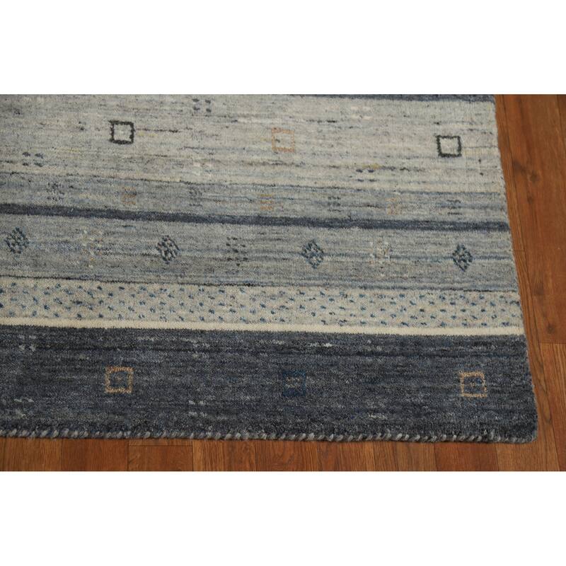 Gabbeh Indian Area Rug Handmade Bedroom Grey Wool Carpet - 5'3" x 7'6"