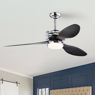 52'' ABS Blades Ceiling Fan with Remote (6 Speeds Adjustable), Modern LED Integrated Ceiling Fan Lighting with 2 Down Rods