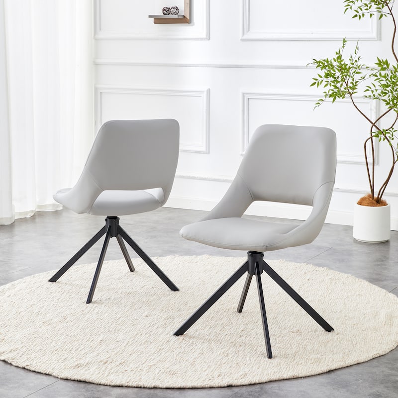 Comfortable Swivel Dining Chairs Set of 2, Metal Kitchen Chairs with GoldMesh Scratch-Resistant Leather and High Back