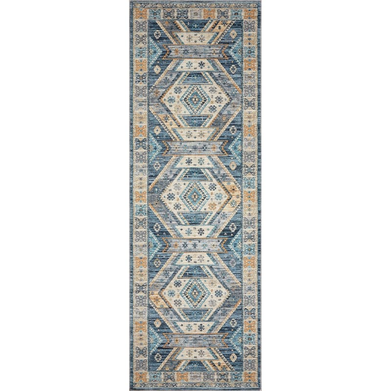 Alexander Home Escalante Southwestern Area Rug - 2' 6" x 7' 6" - Ocean/ Gold - Runner